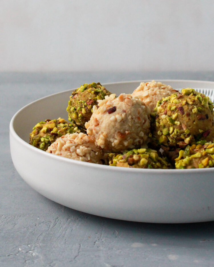 pistachio hazelnut white choc truffles